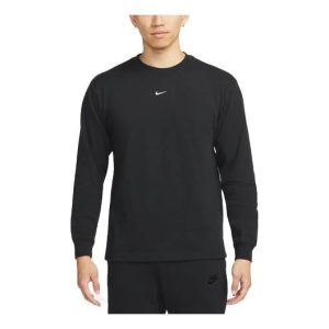 Men's Nike Solid Color Round Neck Long Sleeves Black T-Shirt DJ6175-010