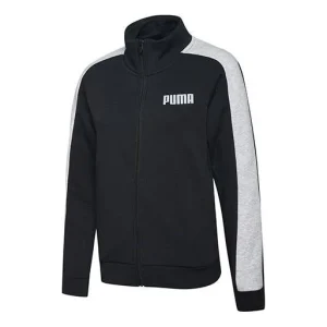 (WMNS) PUMA CONTRAST Stand Collar Color Matching Sweatshirt Black 845161-01