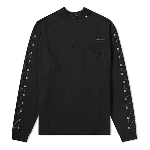 Off-White Cotton High Collar Long Sleeves Black OMAB031E191850011091