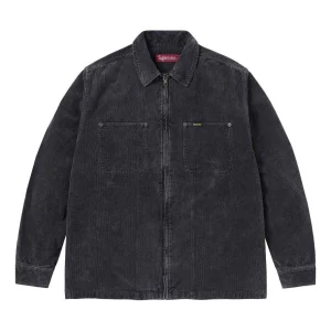Supreme Washed Corduroy Zip Up Shirt 'Black' SUP-SS24-042