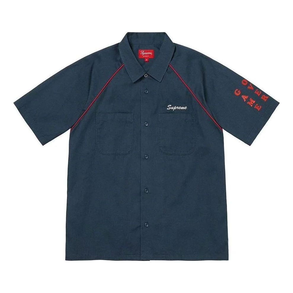 Supreme Fuck Everything S/S Work Shirt 'Navy Red' SUP-SS22-702