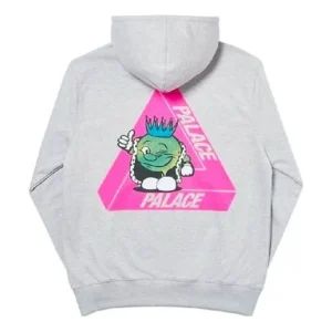 PALACE Cartoon Printing hooded Logo Pullover Unisex Gray P18HD055