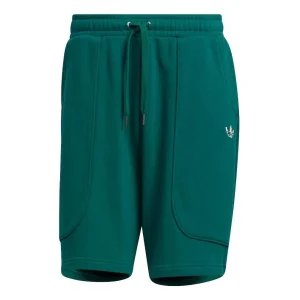 Men's adidas originals Solid Color Micro Mark Loose Athleisure Casual Sports Shorts Forest Green HR6448