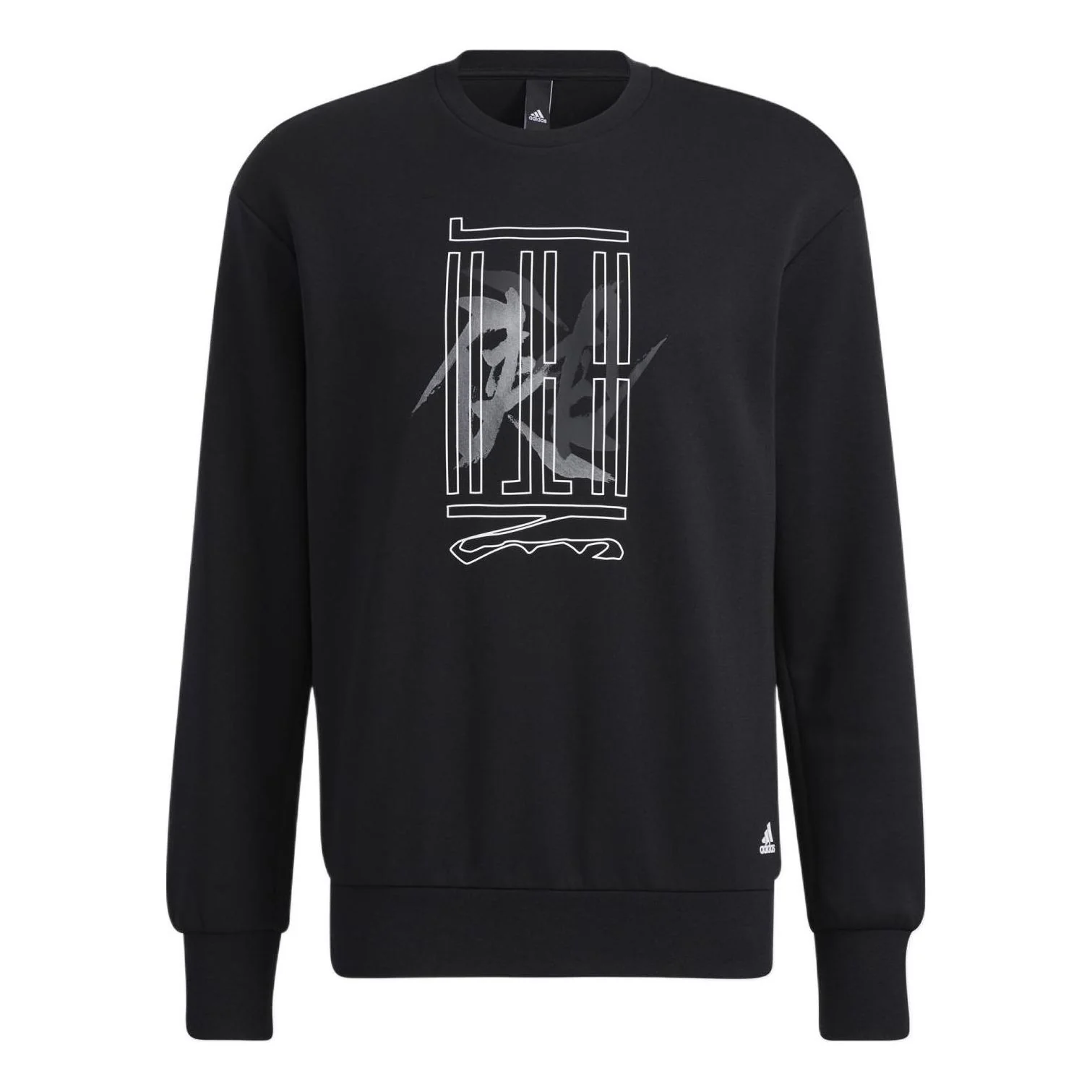 Men's adidas Wj Swt Logo Martial Arts Series Word Printing Sports Round Neck Pullover Black HE5156