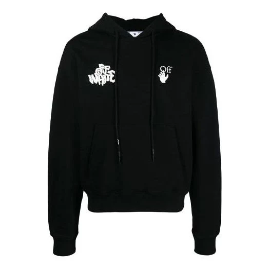 Off-White SS21 Red Tongue Out Over Logo Printing Pullover Loose Fit Black OMBB037S21FLE0061001