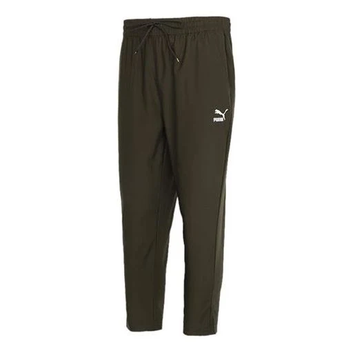 PUMA Classics Silm Tepered Pants 'OliveGreen White' 531425-70