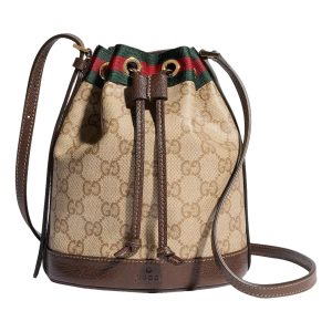 (WMNS) Gucci Mini Bucket Bag with Web 'Sand Dark Brown' 876060-FAF8R-8547