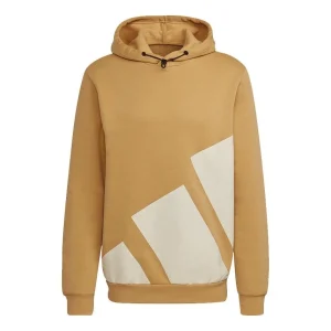 Men's adidas Logo Hood Contrasting Colors Large Logo Sports Pullover Orange HI1181