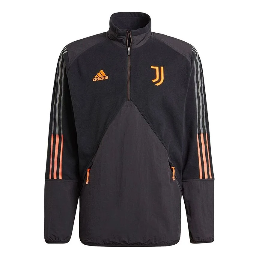 adidas Juventus Soccer/Football Sports Contrast Color Stitching Round Neck Pullover Black GK8603