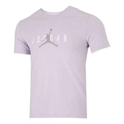 Men's Air Jordan Alphabet Flying Man Logo Printing Round Neck Casual Short Sleeve Lavender Light Purple T-Shirt DM1463-530
