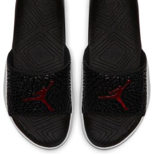 Air Jordan Hydro 7 V2 Black Red Burst Crack Slippers 'Black' BQ6290-016