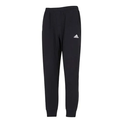 Men's adidas Solid Color Logo Knit Casual Bundle Feet Sports Pants/Trousers/Joggers Black HI3280