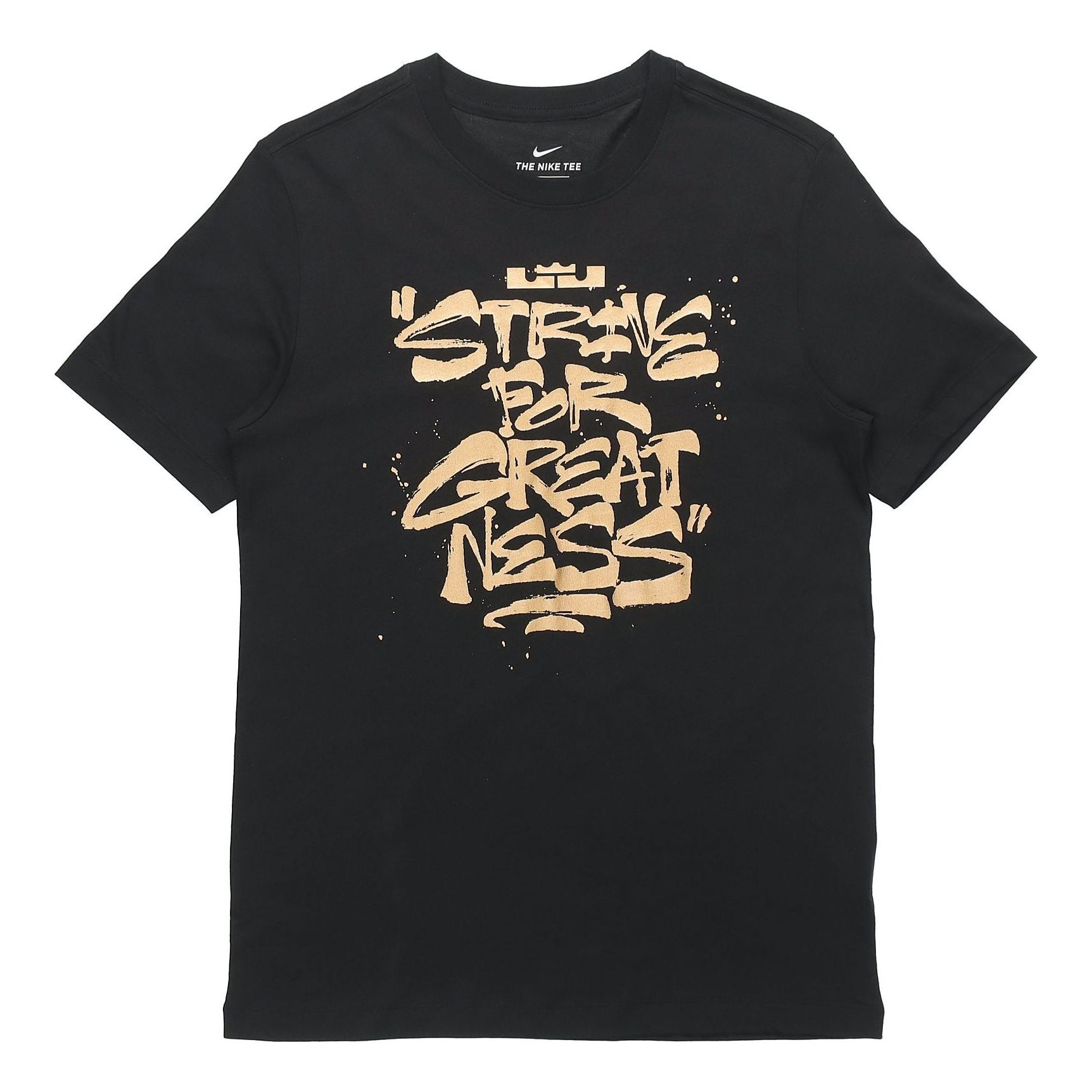 Nike Lebron Strive for Greatness Basketball Sports Printing Round Collar T-Shirt Men's Black DD0786-011