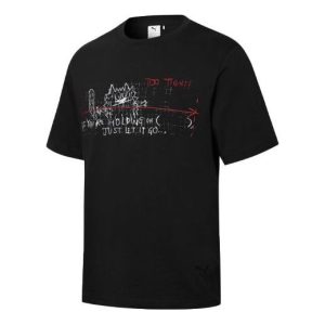 PUMA x MICHAEL LAU Jointly Signed Cartoon Printing Causual Sports Round Collar Male Black 531320-01