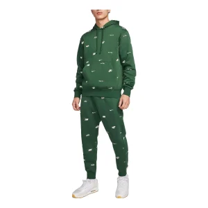 Nike Club Fleece Brushed-Back Allover Print Joggers 'Green' FB7438-324