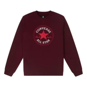 (WMNS) Converse Go-To Chuck Taylor All Star Patch Standard-Fit Fleece Crew Sweatshirt Asia Sizing 'Burgundy' 10025472-A06