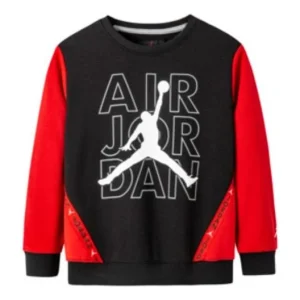 (GS) Air Jordan Logo Printed Sweatshirt 'Black Red' JD2232016GS-001