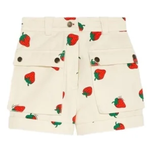 (WMNS) Gucci Strawberry Print Cotton Twill Shorts 'Ivory' 753327-XDCNK-9118