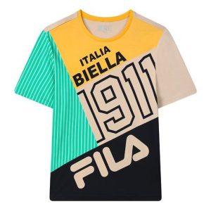 FILA Contrast Color Stitching Logo Short Sleeve Blue F11M128164F-ZA