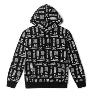 (WMNS) Vans Printed Long Sleeve Hoodie 'Black White' VN0A4UTVZFP