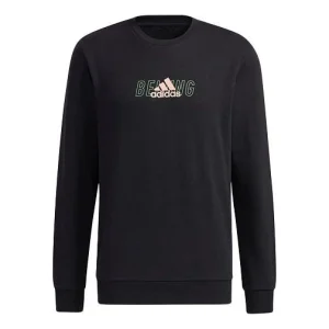 adidas Sports Training Printing Alphabet Round Neck Pullover Black GS2212