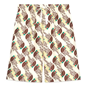 Gucci x The North Face Logo Web Print Silk Shorts 'Ivory Brown Green' 654771-ZAGUR-9117