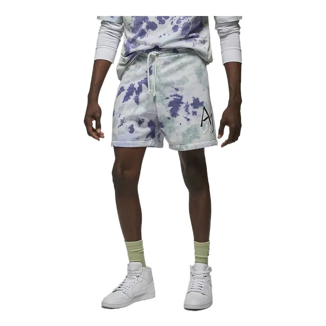 Men's Air Jordan Tie Dye Logo Knit Shorts Green Purple DM1871-366