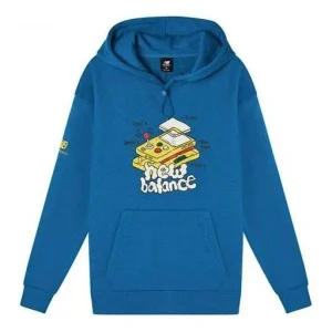 New Balance Graphic Print Hoodie Asia Sizing 'Blue White' AMT11336-BMT