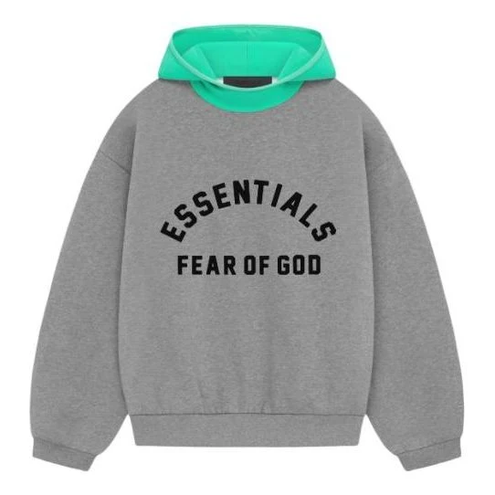 Fear of God Essentials SS24 Nylon Fleece Hoodie 'Dark Heather Oatmeal Mint Leaf' 202SP244312F