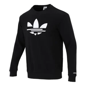 Men's adidas originals Logo Printing Sports Round Neck Pullover Black H37731