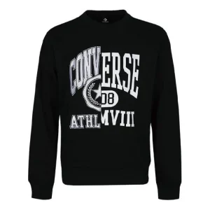 Men's Converse Alphabet Logo Printing Round Neck Pullover Black 10018354-A03