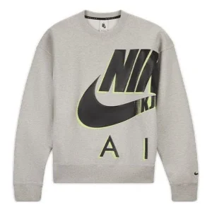 Nike Air x Kim Jones Crossover Logo Printing Fleece Round Neck US Edition Couple Style Gray DD0692-050