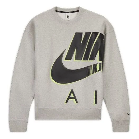 Nike Air x Kim Jones Crossover Logo Printing Fleece Round Neck US Edition Couple Style Gray DD0692-050