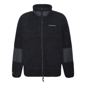 Men's Converse Splicing Stay Warm Stand Collar Jacket Black 10018039-A01
