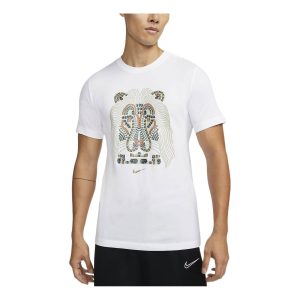 Men's Nike Lebron James Lion Pattern Round Neck Pullover Short Sleeve White T-Shirt DM2468-100