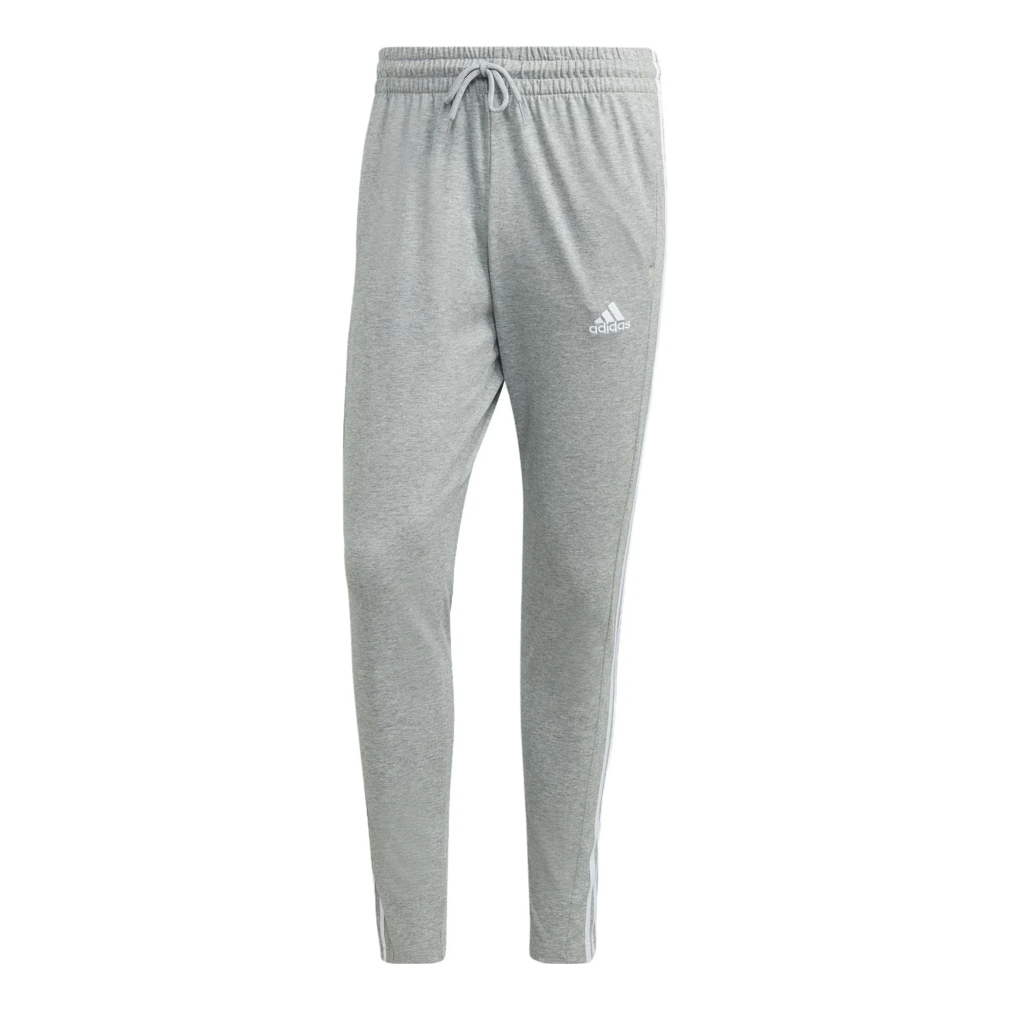 adidas Essentials Single Jersey Asia Sizing Tapered Open Hem 3-Stripes Pants 'Grey' IC0046