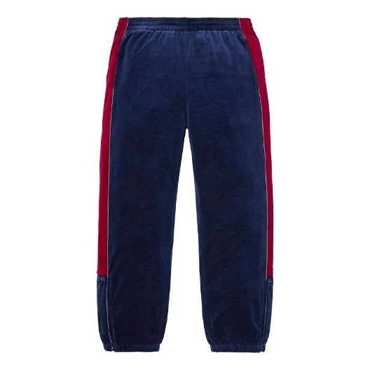 Supreme FW18 Velour Track Pant Navy Velvet Long Pants Casual Pants Unisex Navy Blue SUP-FW18-245