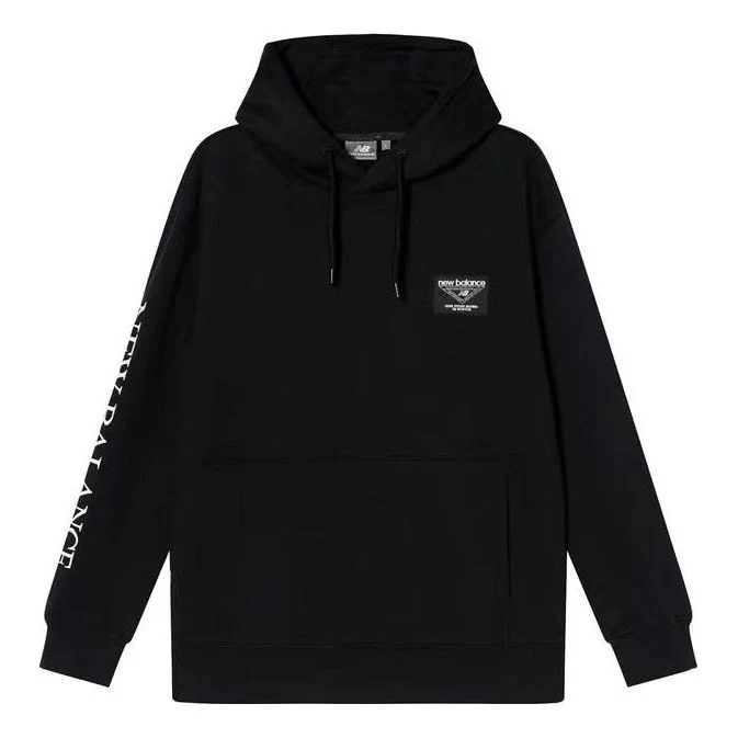 New Balance Casual Letters Print Hoodie Asia Sizing 'Black White' NC943021-BK