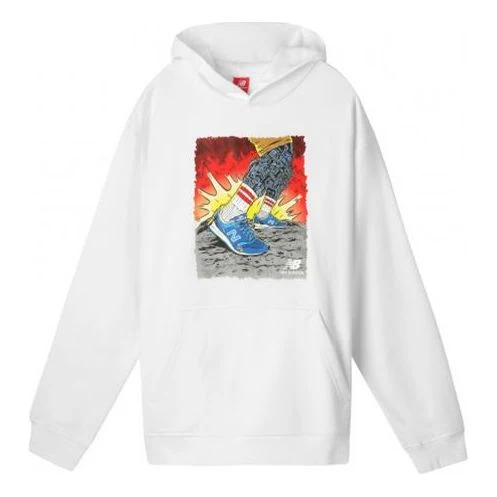 New Balance Graphic Print Hoodie Asia Sizing 'White' AMT-93666-WT