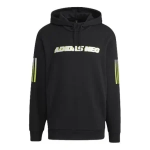 Men's adidas neo Logo Printing Stripe Sports Loose Black H45192