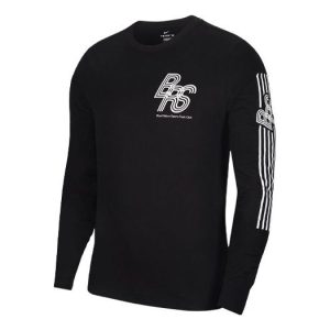 Nike Dri-Fit Printing Running Sports Long Sleeves Black DH4345-010