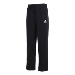 adidas Solid Color logo Casual Sports Elastic Waistband Long Pants Black GK9273