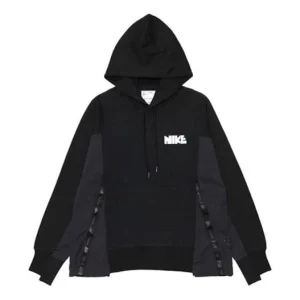 Nike x sacai Logo Printing Splicing Contrasting Hoodie 'Black' CV5727-010