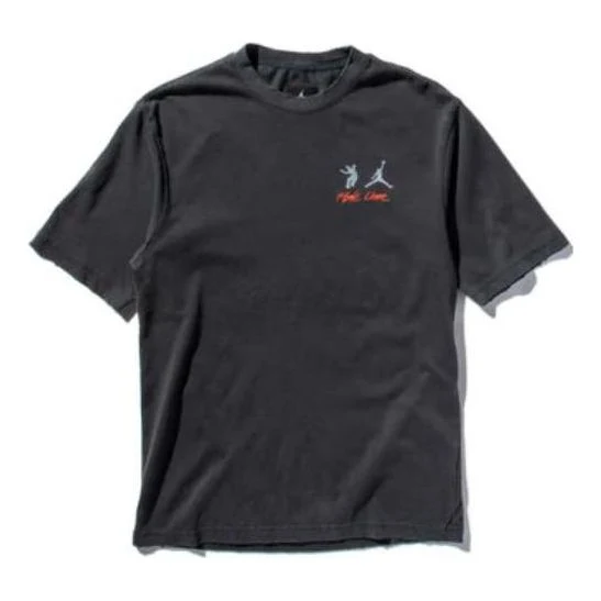 Air Jordan x Union Crossover Solid Color Breathable Logo Round Neck Short Sleeve US Edition Black DM2843-045