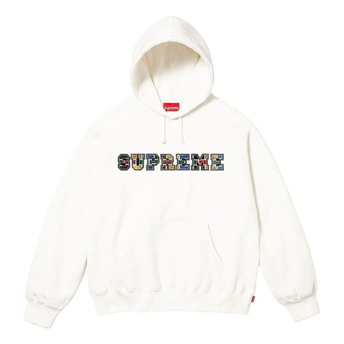 Supreme FW23 Week4 Collegiate Patchwork Leather Hoodie 'White' SUP-FW23-084