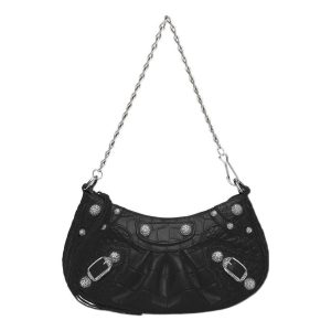 (WMNS) Balenciaga Le Cagole Mini Bag With Chain Crocodile Embossed 'Black' 69581423EJY1000