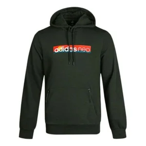adidas neo Multi-Color Printing logo Casual hooded Pullover Brown GM2329