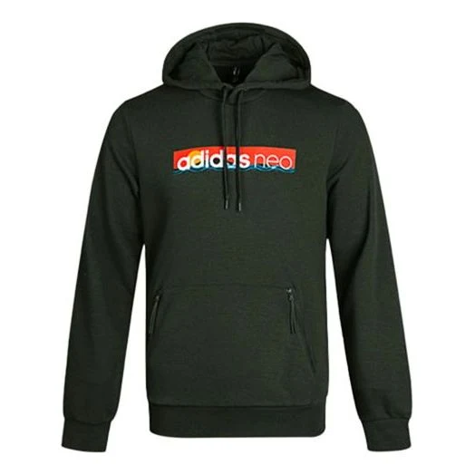 adidas neo Multi-Color Printing logo Casual hooded Pullover Brown GM2329