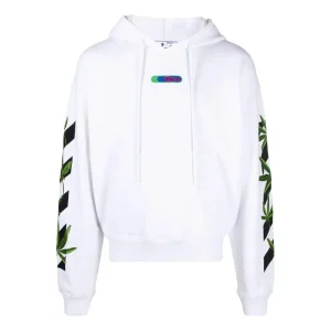 Men's Off-White Logo Printing Solid Color Long Sleeves White OMBB037S22FLE0100155
