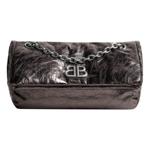 (WMNS) Balenciaga Monaco Small Chain Bag Metallized 'Dark Grey' 7659662AASD1314